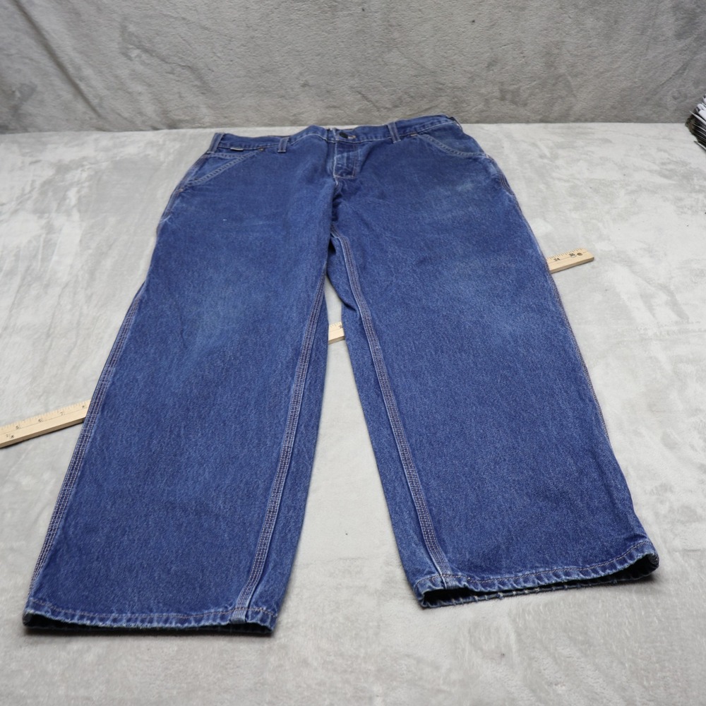 Carhartt Jeans Mens 36x30 Medium Wash Loose Straight Dungaree Flame Resistant